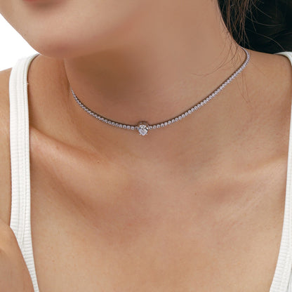 [Amore]1.0 carat Unique Pear Cut Tennis Necklace