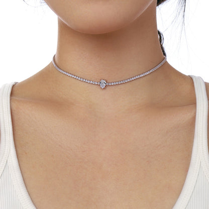 [Amore]1.0 carat Unique Pear Cut Tennis Necklace
