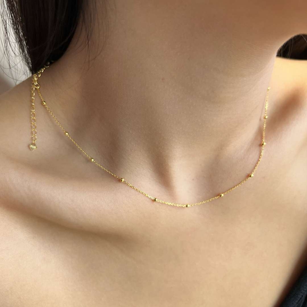 [Amore]Small Bead Clavicle Chain Simple Necklace