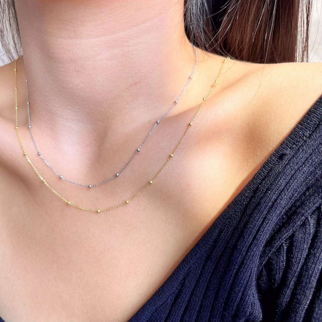 [Amore]Small Bead Clavicle Chain Simple Necklace