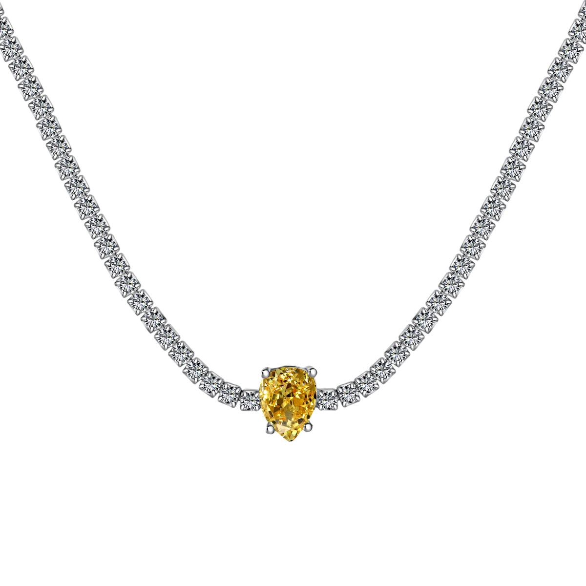[Amore]1.0 carat Unique Pear Cut Tennis Necklace