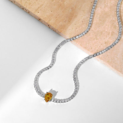 [Amore]1.0 carat Unique Pear Cut Tennis Necklace