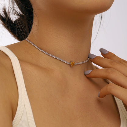 [Amore]1.0 carat Unique Pear Cut Tennis Necklace