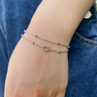[Amore]Dainty Double Layer Love Heart Bracelet