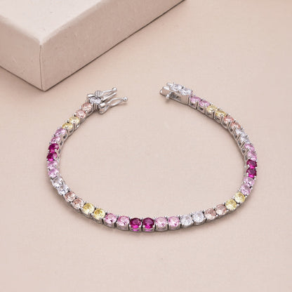 [Amore]Radiant Colorful Round Cut Tennis Bracelet