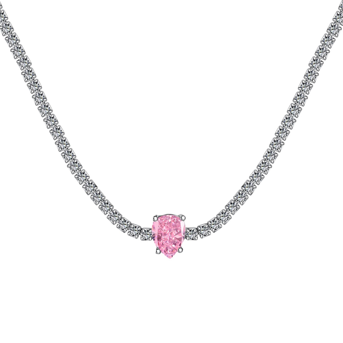 [Amore]1.0 carat Unique Pear Cut Tennis Necklace