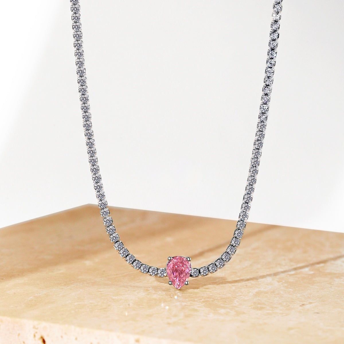 [Amore]1.0 carat Unique Pear Cut Tennis Necklace