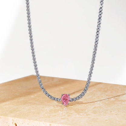 [Amore]1.0 carat Unique Pear Cut Tennis Necklace