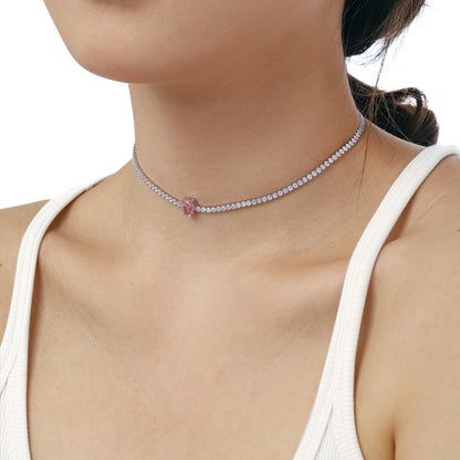 [Amore]1.0 carat Unique Pear Cut Tennis Necklace