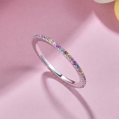 [Amore]Ornate Colorful Round Cut Tennis Ring