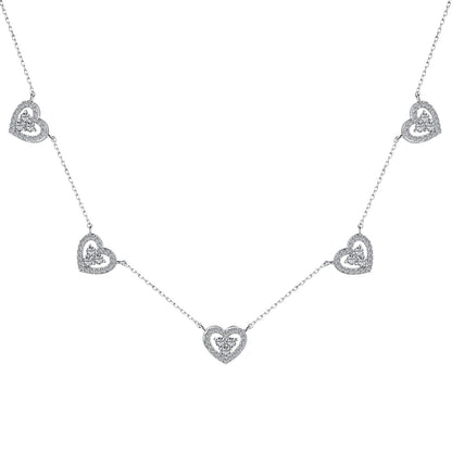 [Amore]Sparkling Five Heart Necklace