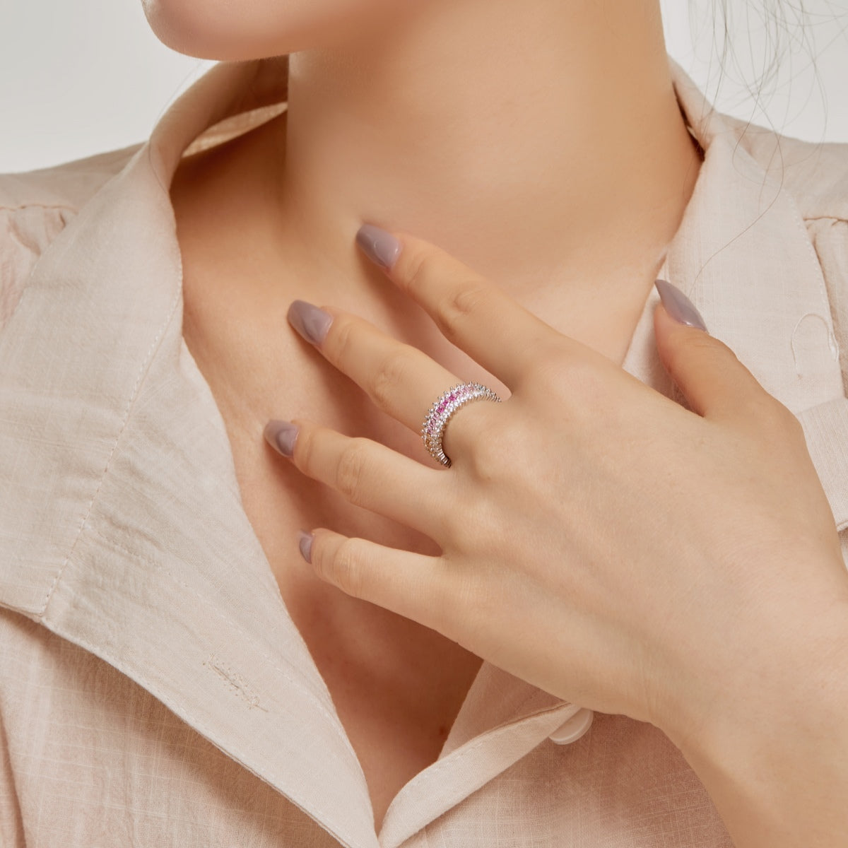 [Amore]Ornate Colorful Radiant Cut Daily Ring
