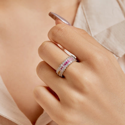 [Amore]Ornate Colorful Radiant Cut Daily Ring