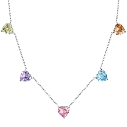 [Amore]Sparkling Colorful Heart Cut Necklace