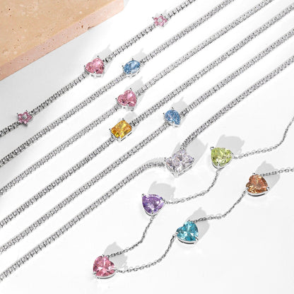 [Amore]Dazzling Pink Heart Flower Necklace
