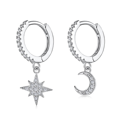[Amore]Star and Moon Asymmetric Earrings