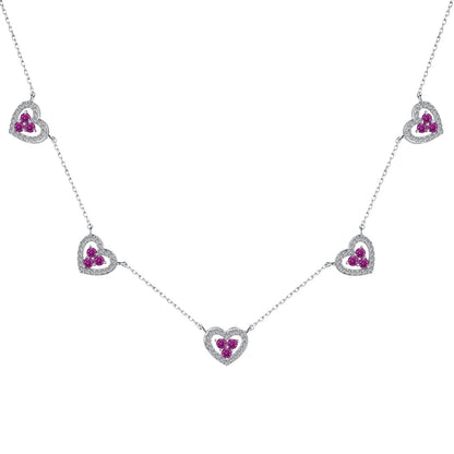 [Amore]Sparkling Five Heart Necklace