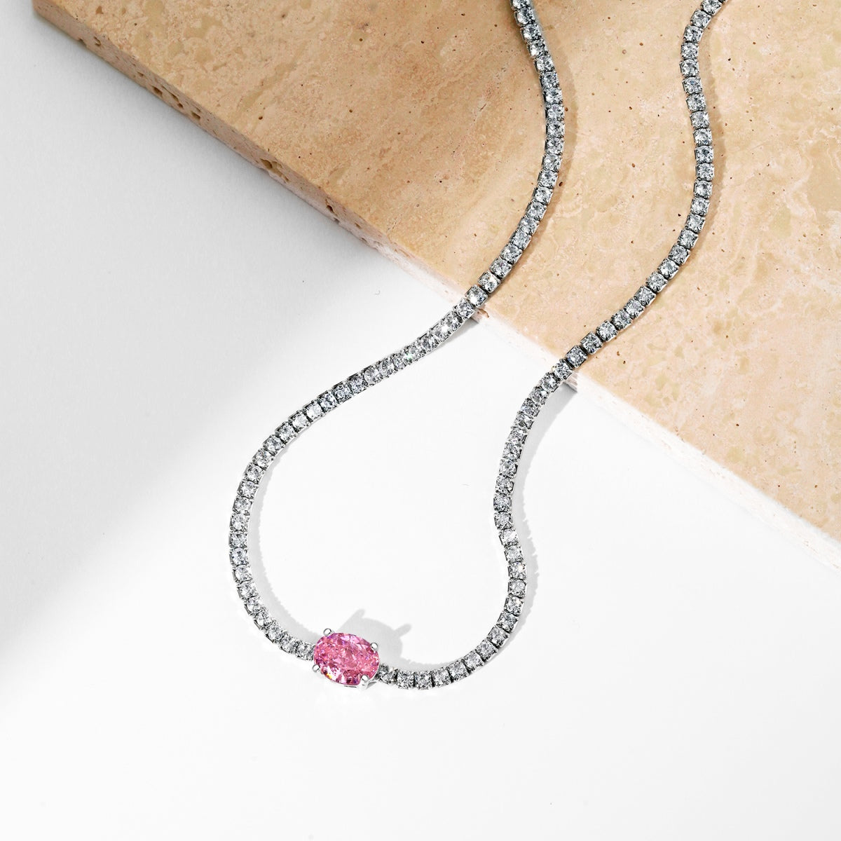 [Amore]1.0 Carat Shining Oval Cut Necklace