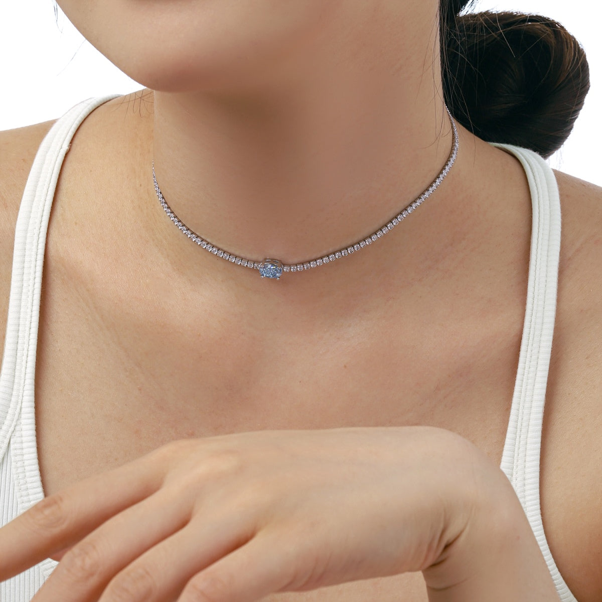 [Amore]1.0 Carat Shining Oval Cut Necklace