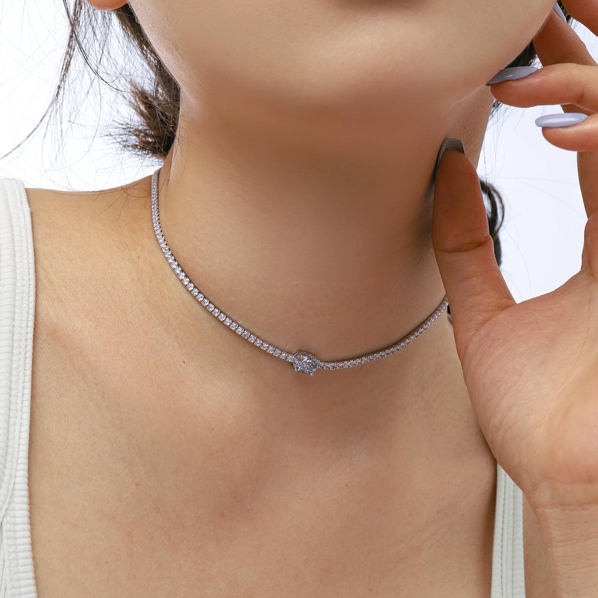 [Amore]1.0 Carat Shining Oval Cut Necklace