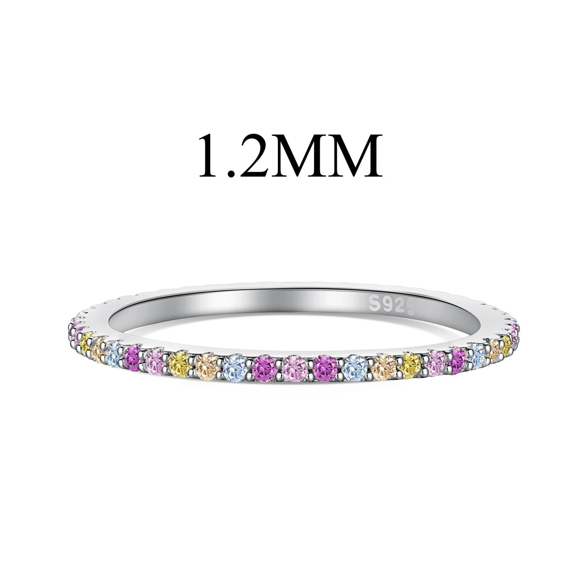 [Amore]Ornate Colorful Round Cut Tennis Ring