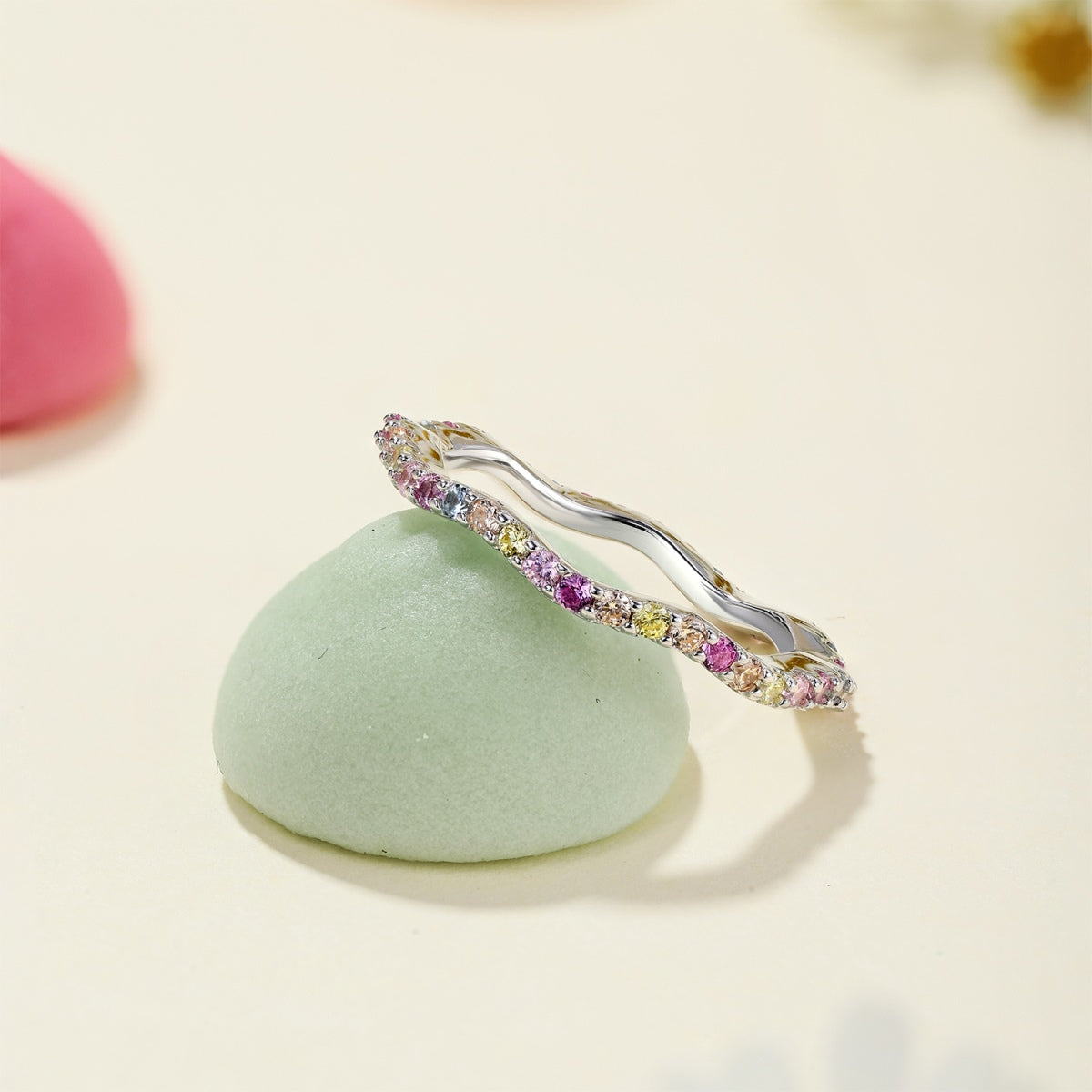 [Amore]Dainty Colorful Round Cut Party Ring
