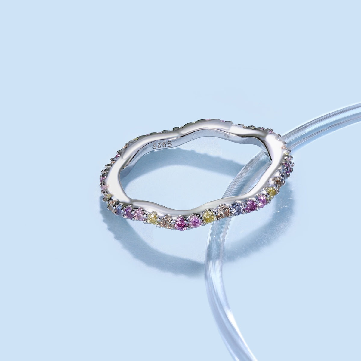 [Amore]Dainty Colorful Round Cut Party Ring