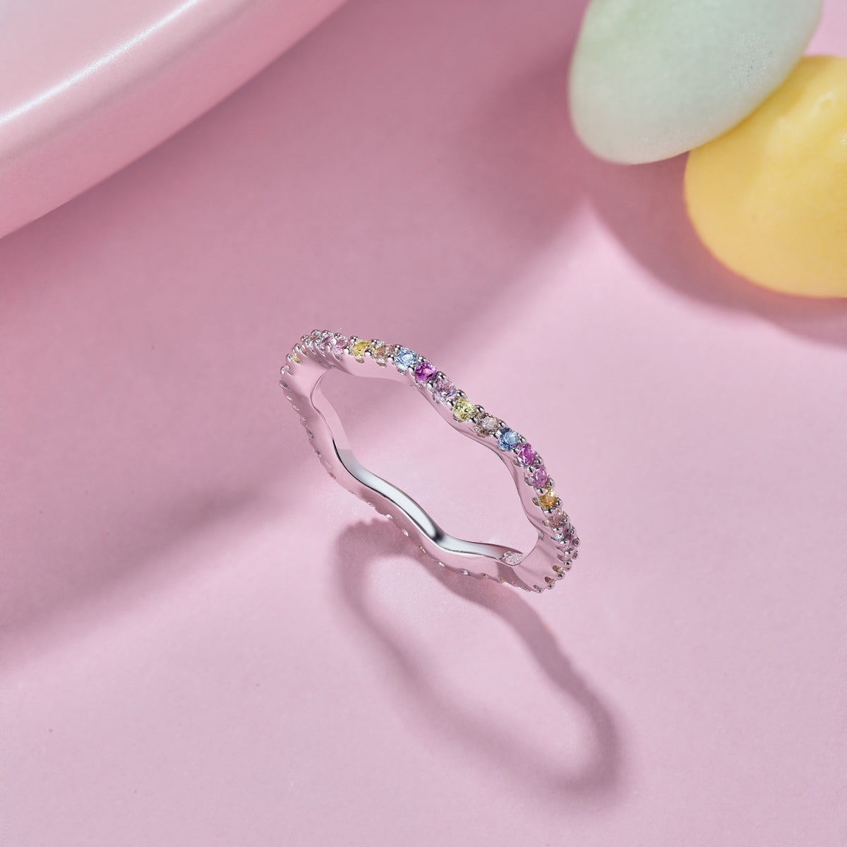 [Amore]Dainty Colorful Round Cut Party Ring