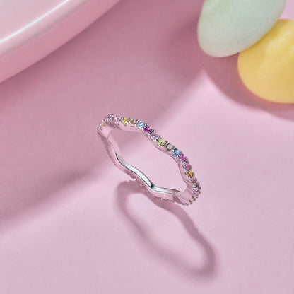 [Amore]Dainty Colorful Round Cut Party Ring