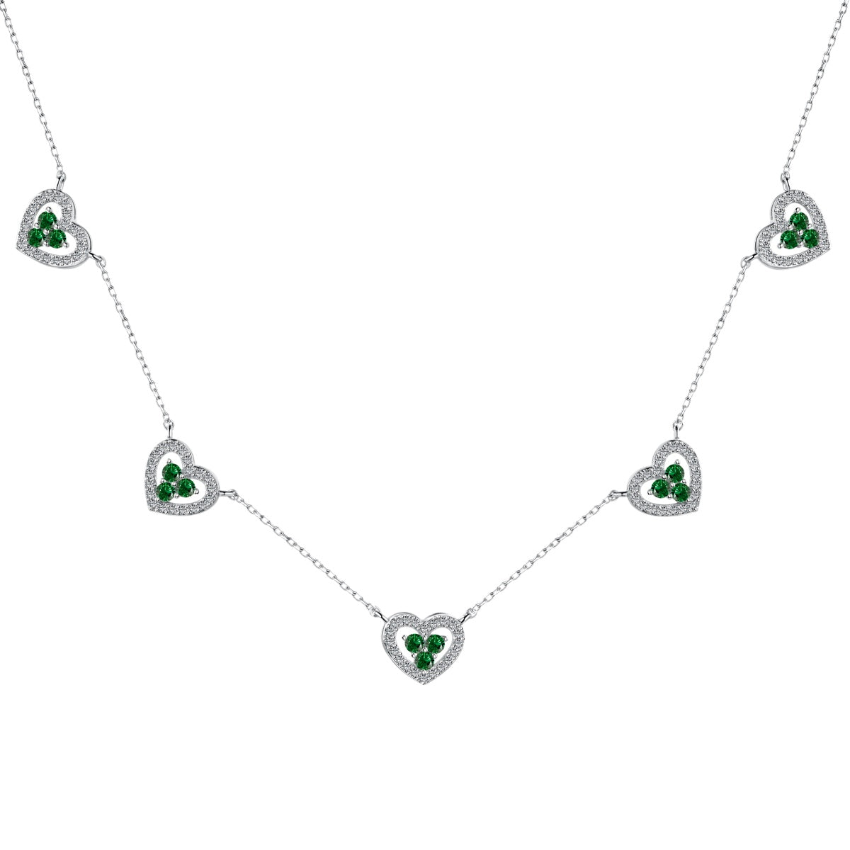 [Amore]Sparkling Five Heart Necklace