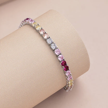 [Amore]Radiant Colorful Round Cut Tennis Bracelet