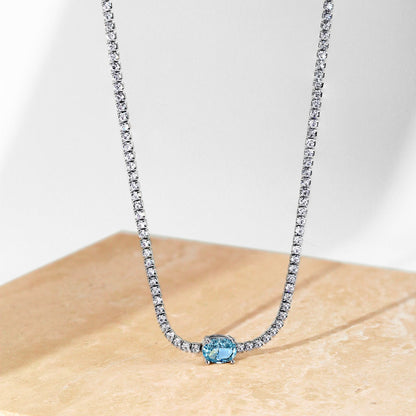 [Amore]1.0 Carat Shining Oval Cut Necklace