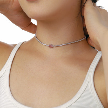 [Amore]1.0 Carat Shining Oval Cut Necklace