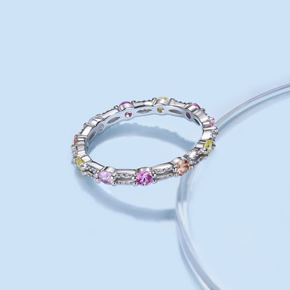 [Amore]Sparkling Colorful Round Cut Tennis Ring