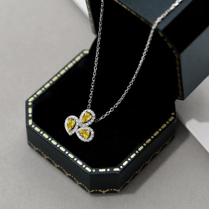 [Amore]Elegant Flower Shape Pear Cut Necklace
