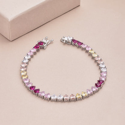 [Amore]Luxurious Colorful Romantic Heart Shape Lover Bracelet