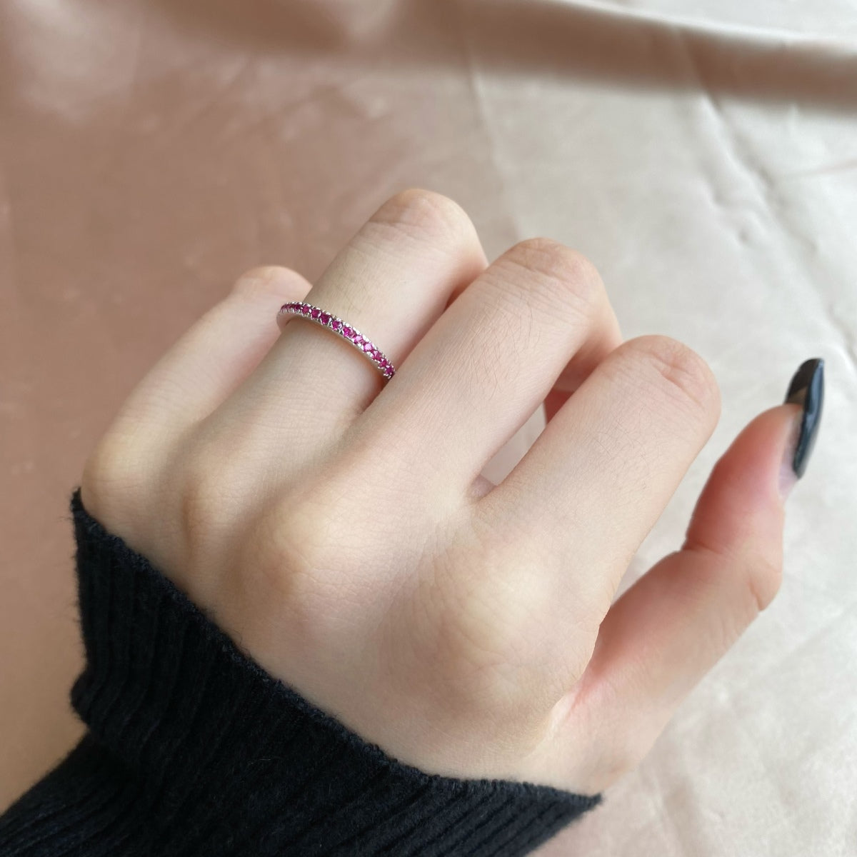 [Amore]Delicate Sparkling Round Cut Daily Ring