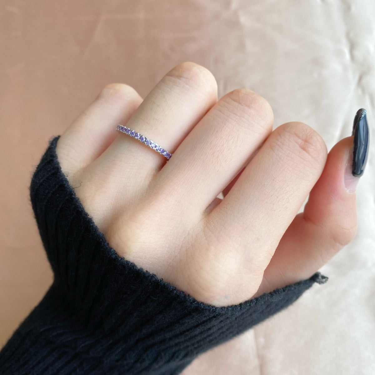 [Amore]Delicate Sparkling Round Cut Daily Ring