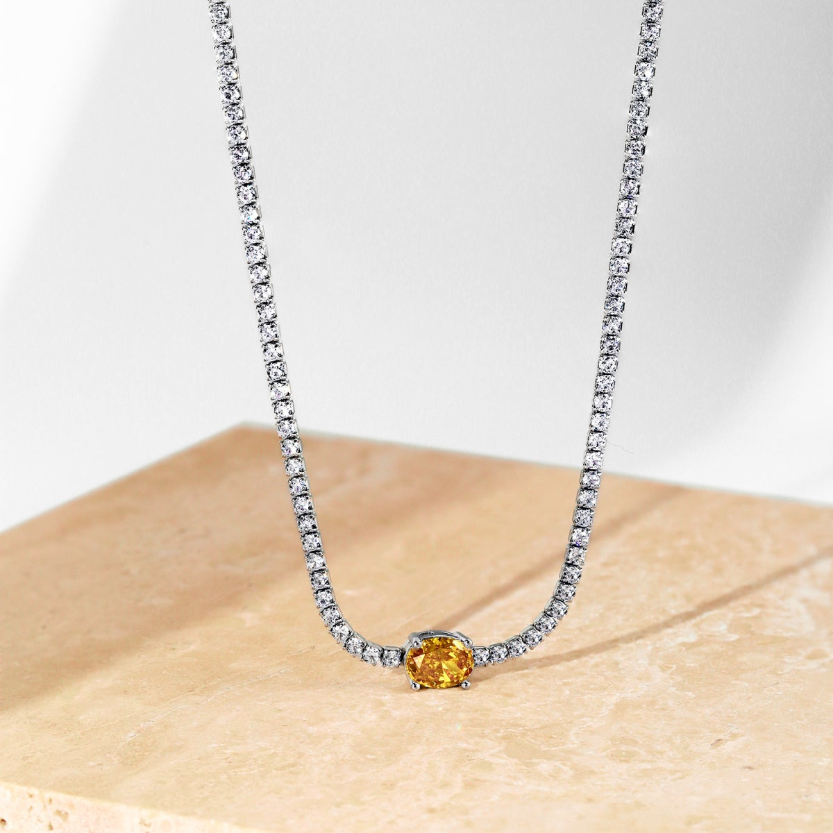[Amore]1.0 Carat Shining Oval Cut Necklace
