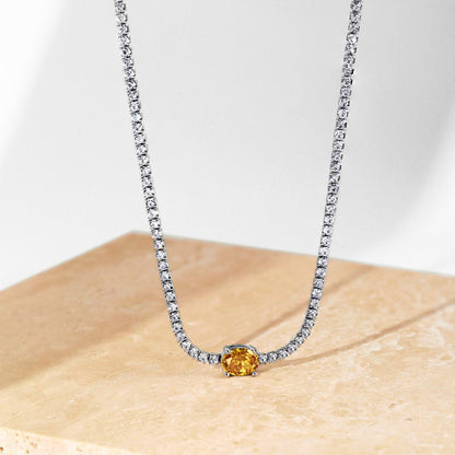 [Amore]1.0 Carat Shining Oval Cut Necklace