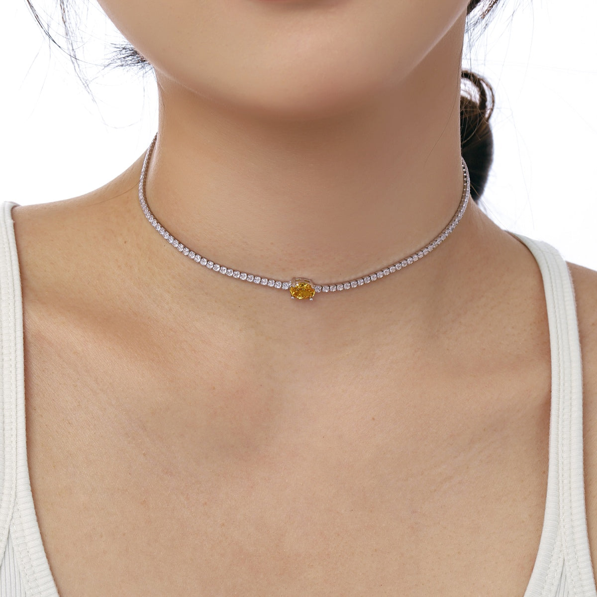 [Amore]1.0 Carat Shining Oval Cut Necklace