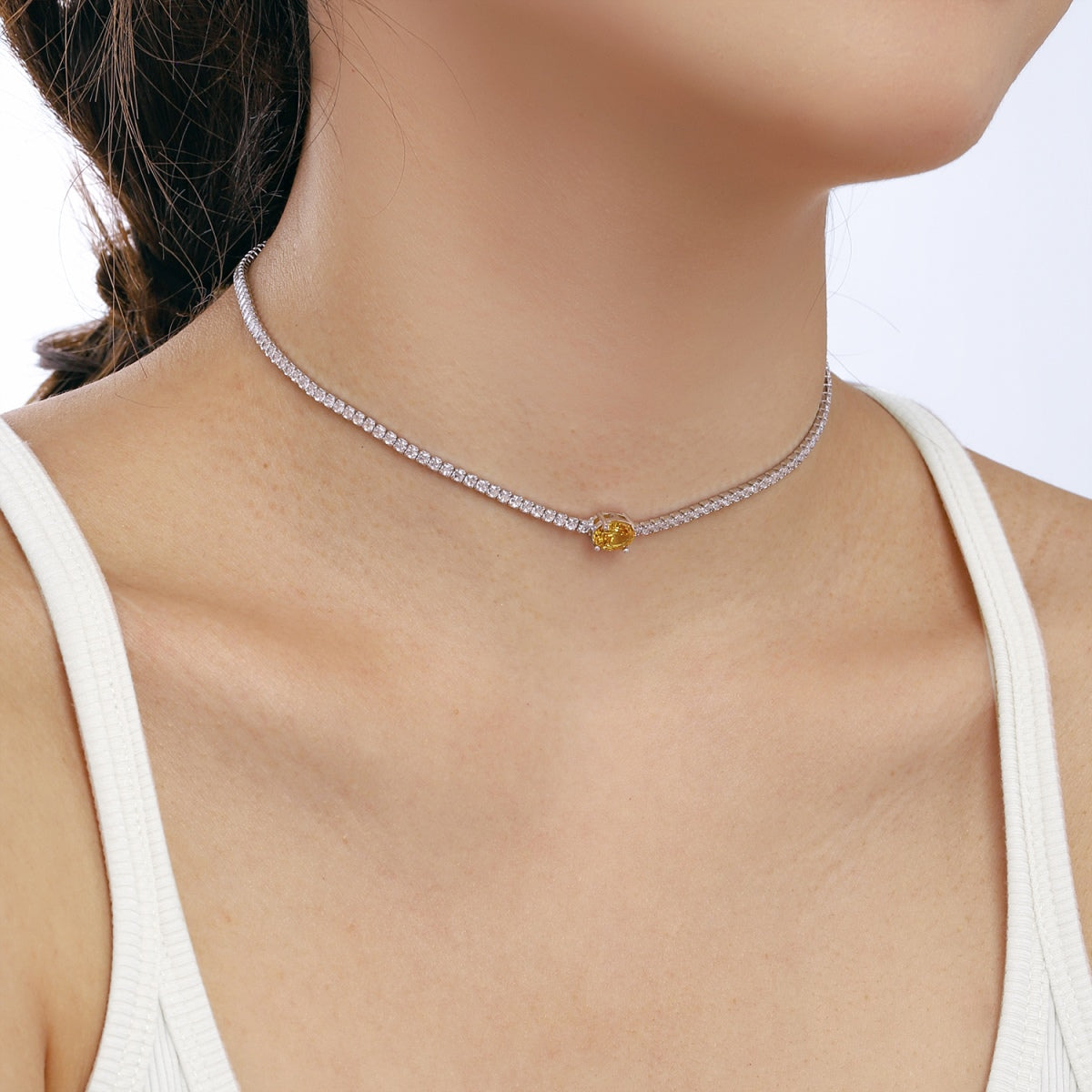 [Amore]1.0 Carat Shining Oval Cut Necklace