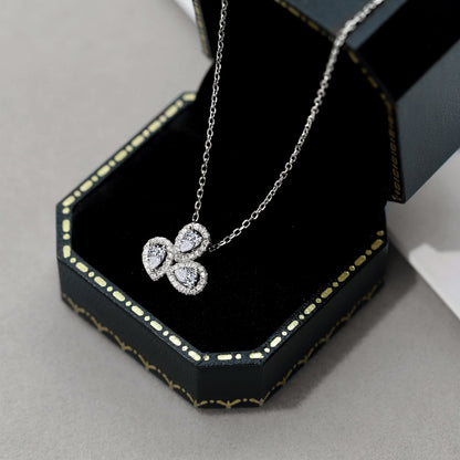 [Amore]Elegant Flower Shape Pear Cut Necklace