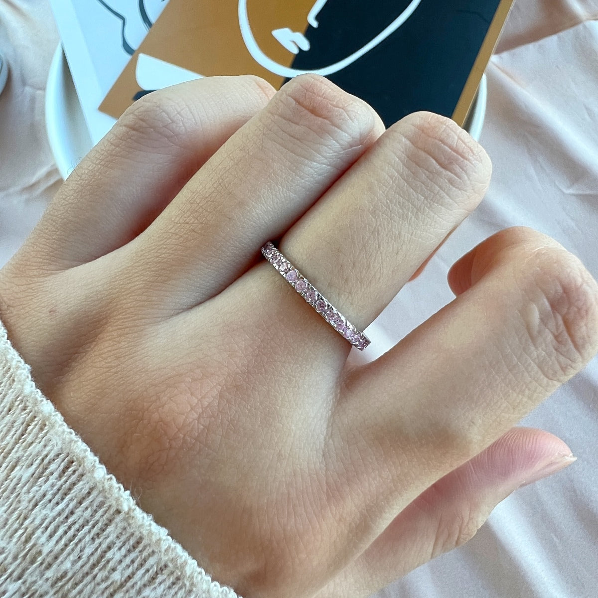 [Amore]Delicate Sparkling Round Cut Daily Ring
