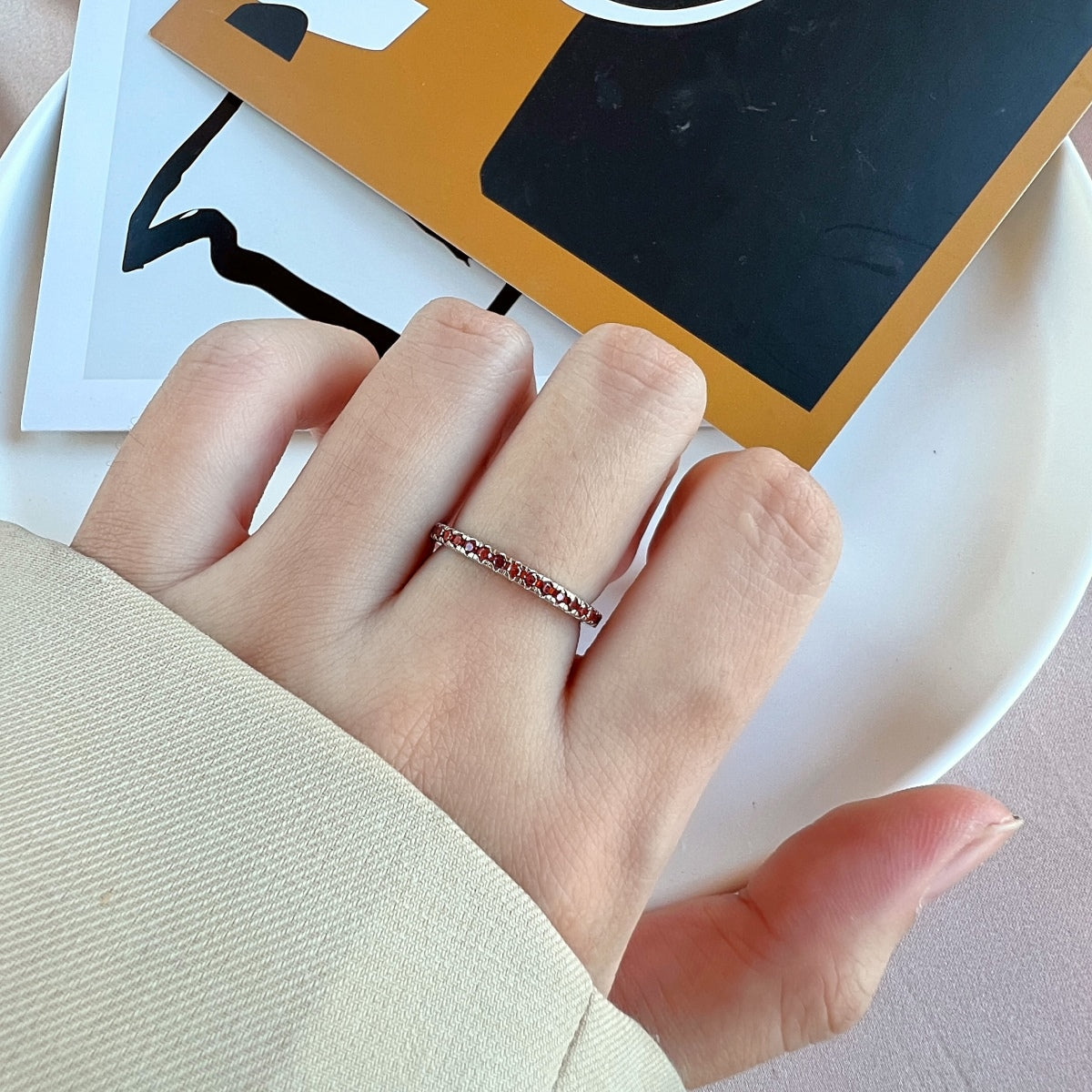 [Amore]Delicate Sparkling Round Cut Daily Ring