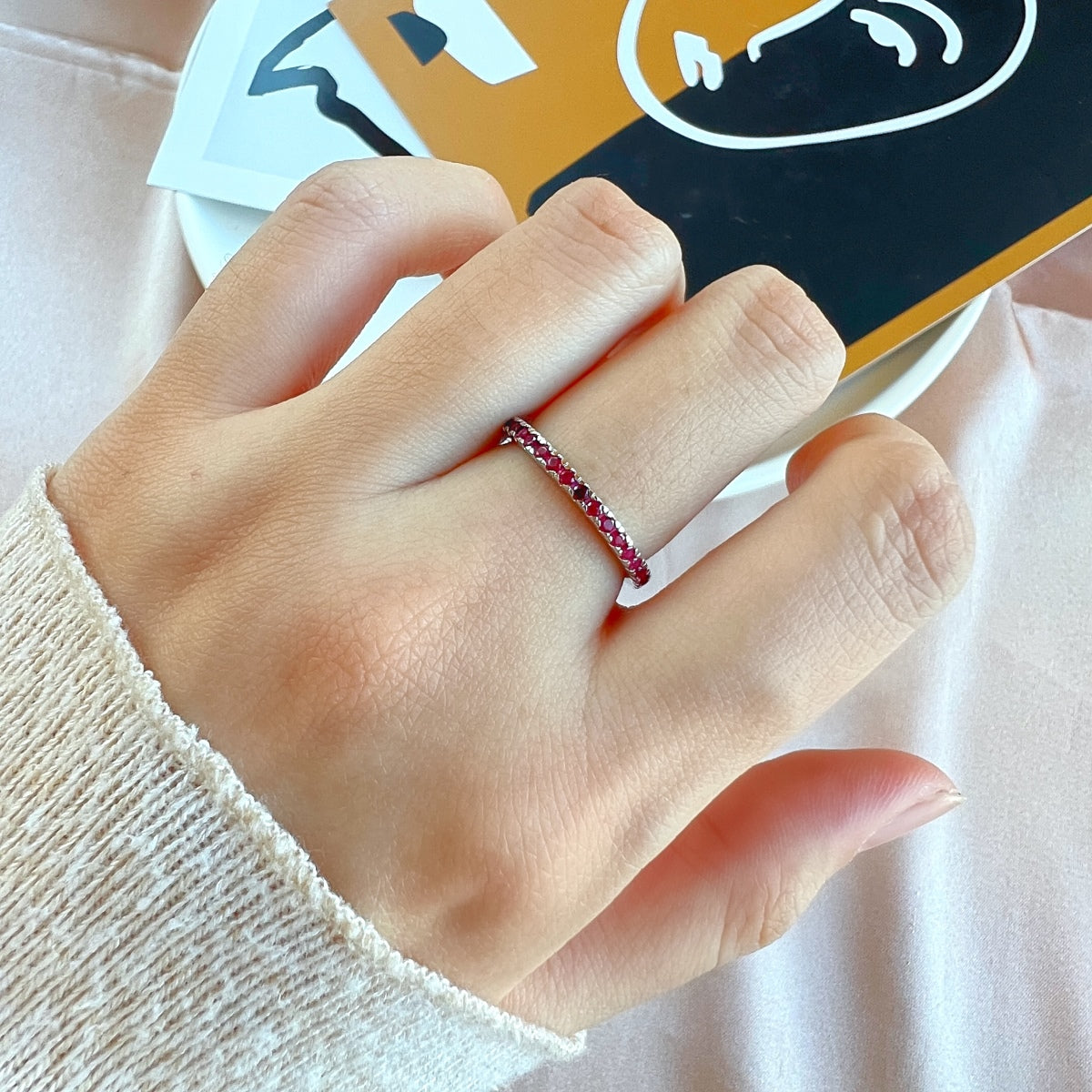 [Amore]Delicate Sparkling Round Cut Daily Ring