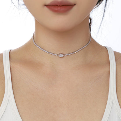[Amore]1.0 Carat Shining Oval Cut Necklace