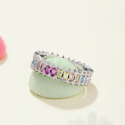 [Amore]Splashy Ornate Emerald Cut Cocktail Ring