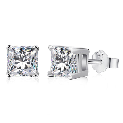 [Amore]1.0 Carat Radiant Princess Cut Wedding Earrings
