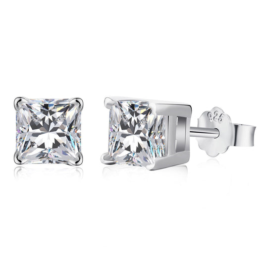 [Amore]1.0 Carat Radiant Princess Cut Wedding Earrings